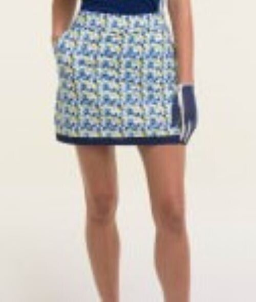 NWT Ladies EP PRO NY Navy Yellow Broken Geo Pullon Knit 17.5" Golf Skort M & L