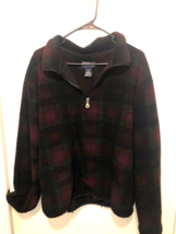 Lands End Unisex Medium Plaid 1/4 Zip Fleece Pullover Sweater Made in USA - £7.00 GBP