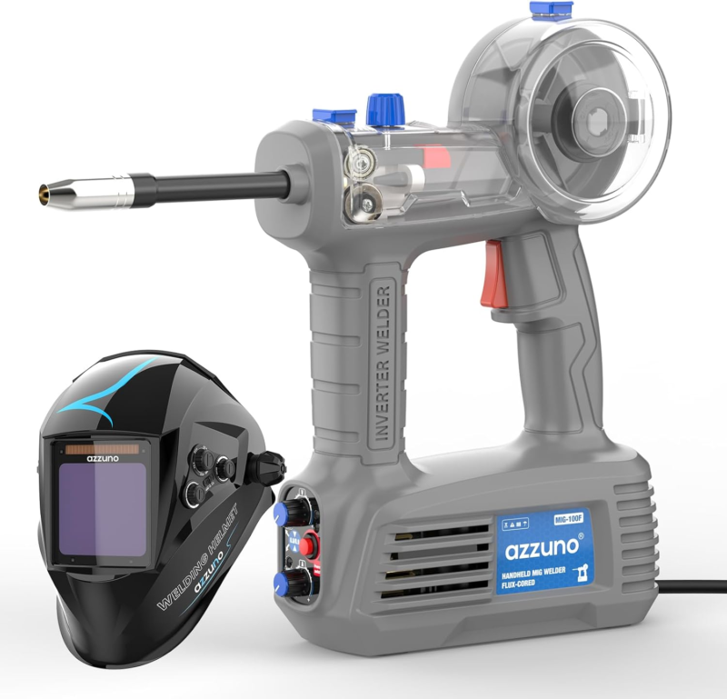 AZZUNO 100A Handheld MIG Welder &amp; Welding Helmet Auto Darkening with Tru... - $309.78