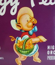Piggy Pears Humanized Dressed Pig Fruit Crate Label Vintage Original 1940&#39;s - £7.76 GBP