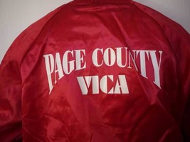 Vintage 80s Shiny Red Macgyver Freak VICA Page County Virginia BASEBALL Parka XL - £47.54 GBP