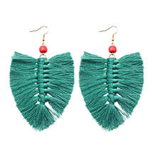 Green Howlite Palm Leaf Drop Earrings - £10.97 GBP