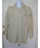 RALPH LAUREN BLAKE YELLOW STRIPED LONG SLEEVE SHIRT SIZE L MEN&#39;S EUC - $20.47
