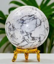 Nice White HOWLITE Crystal Sphere Healing Metaphysical Stone Decor Gift ... - $52.92