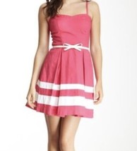 Guess Pink w/ White Stripes Belted Sweetheart Mini Cotton Dress Women&#39;s Size 6 - £8.53 GBP