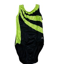 Snowflake Designs Shiny Black &amp; Green Gymnastics Leotard Large - $14.40