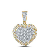 10kt Yellow Gold Mens Round Diamond Heart Charm Pendant 3/4 Cttw - £542.10 GBP