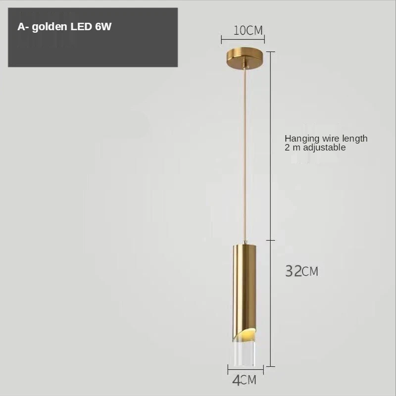 E pendant lamps golden modern style study bedroom living room chandelier warm long line thumb200