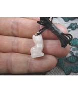 (an-cat-2) KITTY CAT Pink Quartz crystal carving Pendant NECKLACE FIGURI... - €6,84 EUR