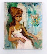 &quot;Jeune Fille A La &quot; by Libion Oil Painting on Canvas 16&quot; x 13&quot; Unframed - £1,535.78 GBP