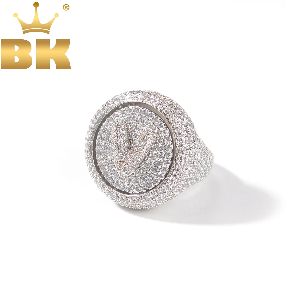The Bling King Custom Initial Bubble Letter Spinning Ring Iced Out Cz - £27.75 GBP+