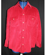 Eddie Bauer Corduroy L/S Button Up Shirt Shacket Womens M Petite Red 100... - €16,10 EUR