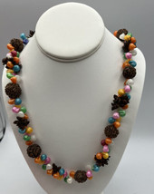Necklace  Multi Colored Acrylic  Snails Faux Walnuts No Clasp 18 Inches - £13.20 GBP