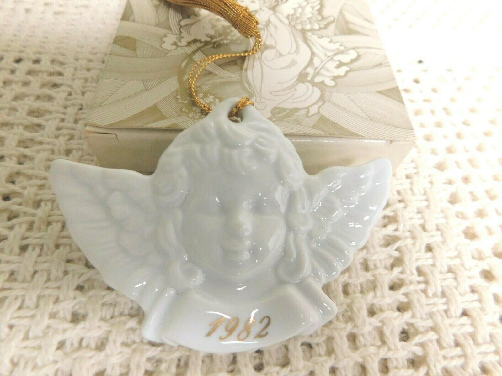 Primary image for Avon 1982 Angel Christmas Remembrance  Ornament 14K White Ceramic Glazed