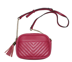 Wine Pebbled Faux Leather Small Crossbody Purse - $24.99