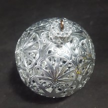 West German round filigree Christmas Ornament silver color pierced metal  - £23.35 GBP