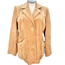 Dialogue Women&#39;s Large Camel Suede Leather Coat Polyester Lining - £40.48 GBP