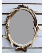 27&quot;H Western Rustic Hunters Stag Deer Antlers Rack Oval Wall Mirror Deco... - $2,573.38 MXN