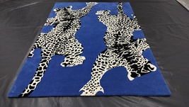 Blue Double Leopard Rug,Hand Tufted Rug,Kids Rug,Area Rug,Soft RUGS,3X5,4X6,5X8. - £80.31 GBP