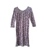 Eileen West Long Nightgown Floral Dress Sz M Tencel Long Sleeve Pink Ros... - €17,36 EUR