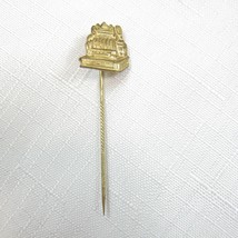 Antique Cash Register Stick Pin 2.25&quot; Advertising Gold Tone Lapel Pinbac... - £23.71 GBP