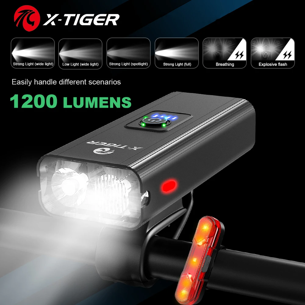 X-TIGER Bicycle Light Set Rainproof Headlight + Tail light USB Charging LED - £8.23 GBP+