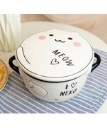 Ebros Pack Of 2 White Maneki Neko Lucky Cat Porcelain Kids Food Bowls W/... - €25,92 EUR
