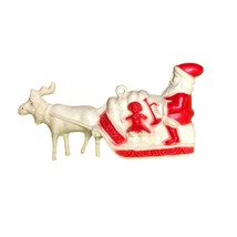 VTG Irwin Celluloid Santa Sleigh Reindeer 1950&#39;s Christmas Decor Ornament Toy - £55.75 GBP