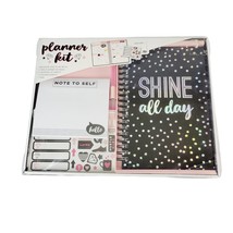 Shine All Day Mini Planner Kit 40 pages Stickers Pen Notepad Black Pink ... - £11.75 GBP
