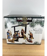 Kirkland Signature 13 Piece Nativity Set 75177 w/Wood Creche Base Vintage - €39,32 EUR