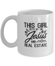 Coffee Mug Funny This Girl Gets By On Jesus And Real Estate  - £12.01 GBP