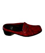 Stuart Weitzman Womens 5.5 Red Patent Leather Red Croc Loafer Mules Slid... - $30.86 CAD