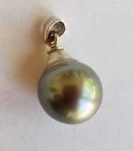 Genuine 13mm Tahitian Black Pearl on Sterling Silver Pendant - £43.96 GBP