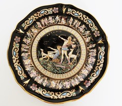 Vtg handmade terracotta decorative Artemis themed plate 24 karat gold accents - £11.98 GBP