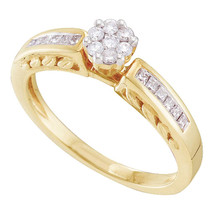 14k Yellow Gold Womens Round Diamond Flower Cluster Ring 1/4 Cttw - £470.24 GBP