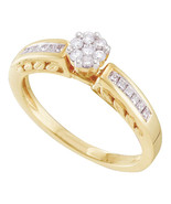 14k Yellow Gold Womens Round Diamond Flower Cluster Ring 1/4 Cttw - £482.08 GBP
