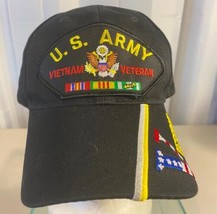 Black US Army Vietnam Veteran Ball Cap New W/O Tags Adjustable - $14.84