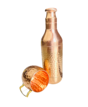 Copper Moscow Mule Mug 500ML Water Drinking Hammered Champion Bottle 1.5 Litre - £54.86 GBP