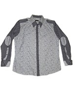 iTailor Custom made White Floral ButtonUp Shirt Long Sleeve Contrast Mens - £30.00 GBP