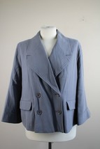NWOT Spiegel 12 Gray 100% Silk Double Breasted 3/4 Sleeve Blazer Jacket - £24.01 GBP