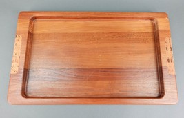 Nissen Denmark Mid Centurty Modern Teak Wood Serving Tray With Cork Handles 23&quot; - £52.69 GBP