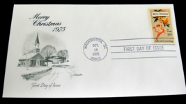 Merry Christmas 1975 Artmaster FDC  Church #1580 First Day Issue 10¢ L P... - $1.42