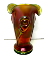 Northwood Tornado Vase Green Carnival Glass Small Size Vase Vintage - $645.00