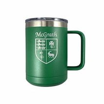 McGrath Irish Coat of Arms Stainless Steel Green Travel Mug with Handle - £21.90 GBP