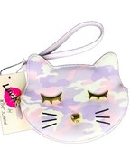 BETSEY JOHNSON LUV BETSEY LAVENDER PINK  CAT CAMO WRISTLET COIN PURSE NWT - £13.39 GBP