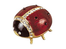 Jeweled Enameled Pewter Ladybug Hinged Trinket Ring Jewelry Box by Terra Cottage - £21.35 GBP