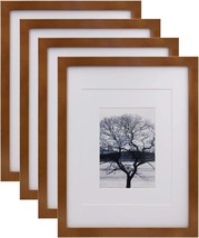 11x14 Picture Frames 4 Pack Display Pictures 5x7/8x10 with Mat (Light Brown) - £19.78 GBP