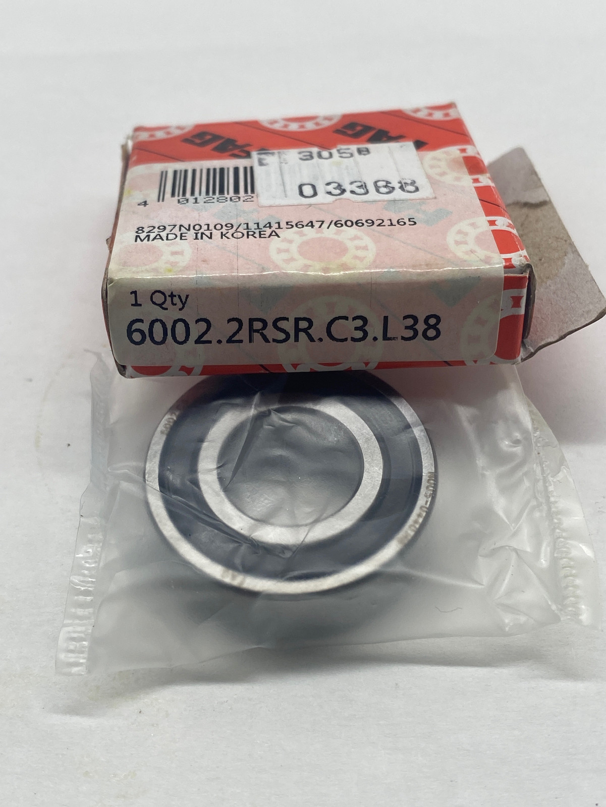 Fag 6002.2RSR.C3.L38 Sealed Ball Bearing 15mm Bore  - $7.85