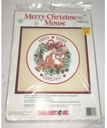 Dimensions Cross Stitch Kit 8435 MERRY CHRISTMAS MOUSE 1992 Stamped 12&quot; ... - £14.89 GBP