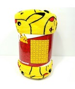 Pokemon Pikachu Plush Throw Blanket 46&quot; x 60&quot; Yellow Black Happy Faces S... - €29,98 EUR